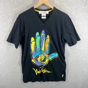 Miskeen Originals T Shirt Mens L Wearable Art Graffiti AOP Streetwear Black Y2K